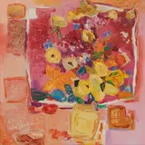 Don Hazen, Pink, Yellow and Red, Oil on Canvas
