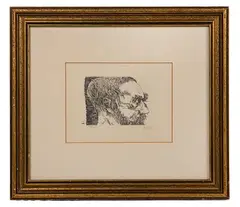 Self-Portrait by Leonard Baskin, Drypoint Etching, offered Dec 2025
