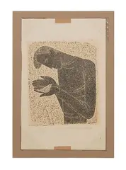 Margo Hoff, Wounded Bird, Woodblock Print