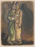 Marc Chagall, God Sends Aaron, Lithograph