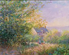 Jeanette Leuers, Small Farm, La Fontaine, Oil on Canvas