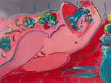 Peter Max, Reclining in Red, Serigraph