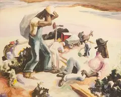 Cotton Pickers, Georgia by Thomas Hart Benton, Lithograph, offered Apr 2026