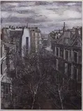 Erik Desmazieres, Paris, 11, Boulevard de Clichy, Etching