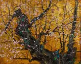 Tinyan Chan, Japanese Cherry Blossoms, Oil on Canvas