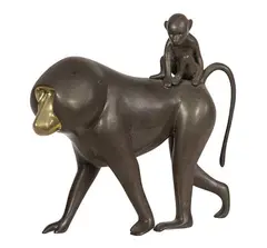 Loet Vanderveen, Parcel Gilt, Bronze Monkey Sculpture
