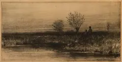 Albion Harris Bicknell, Twilight on the Marshes, Monotype