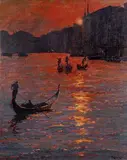 Alan Wolton, Fire of Sunset - Venice, Oil on Canvas