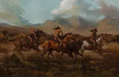 William Maughan, The Robe Hunters, Oil on Canvas