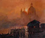 Alan Wolton, Misty Evening - Venice, Oil on Canvas