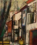 Michel-Marie Poulain, Street in Paris, Oil on Canvas