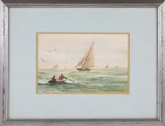 Wayne Morrell, Off Gloucester Waters, circa 1973, Watercolor and Colored Pencil