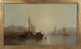 Fishing Boats Off the Coast at Sunset by George G. Fryer, circa 1888, Oil on Canvas, offered Aug 2026
