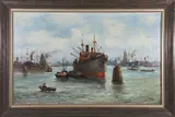 Active Harbor Scene by Cornelis Antonius de Vries, Oil on Canvas, offered Aug 2026