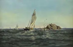 Antique by C Myron Clark, Oil on Artist Board Maritime Painting, offered Aug 2026