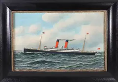 Antonio Jacobsen, Bermudian, 1905, Oil on Canvas Portrait of the Steam-Sailer