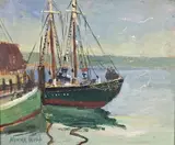 Minna G. Webb, Island Wharf, Nantucket, Oil on Board