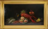Marcus Stone, Gastronomic Tabletop Feast, Oil on Panel