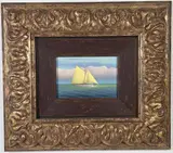 George Nemethy, Racing Sloop, Oil on Board