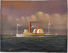 George Nemethy, American Paddle Wheeler, Oil on Board