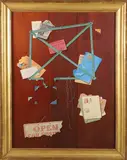 Trompe L’Oeil with Postage by Gayle Blair Tate, Oil on Board, offered Aug 2026