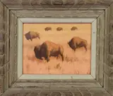 Edward Glannon, The Buffalo Herd, Oil on Masonite