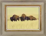 Edward Glannon, Buffalo on the Plains, Oil on Masonite