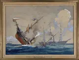 Sinking of the Alabama by Worden Wood, Watercolor and Gouache on Paper, offered Aug 2025