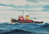 Untitled by Steven Cryan, Watercolor & Gouache Portrait of the Tugboat Norsman, offered Aug 2025