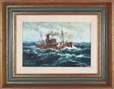 Jack L. Gray, Steam Trawler at Sea, Oil on Canvas Board
