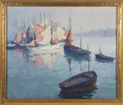 Fishing Fleet by George Kennedy Brandriff, Oil on Canvas, offered Aug 2025