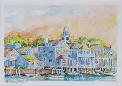 William Welch, Old North Wharf, Watercolor on Paper