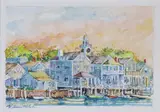 William Welch, Old North Wharf, Watercolor on Paper