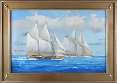 Schooners at Sea by William Lowe, Oil on Linen, offered Jul 2025