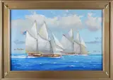 William Lowe, Schooners at Sea, Oil on Linen