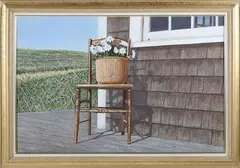Nantucket Basket with Daisies by Tom Mielko, Tempera on Board, offered Jul 2025