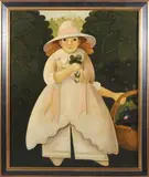 Steve L. Cull, Portrait of a Girl and Her Cat, Oil on Linen