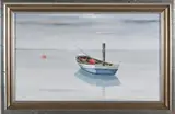 Lone Fishing Dory by Roy Bailey Oil, Oil on Board, offered Jul 2025