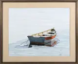 Roy Bailey, Dory on the Frozen Harbor, Oil on Board