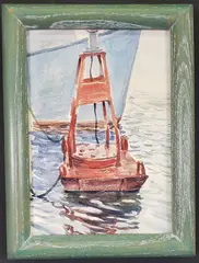 Buoy and Boat Nantucket Harbor by George Thomas, Watercolor on Paper, offered Jul 2025