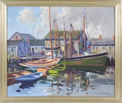 Charles Gordon Harris, Old South Wharf – Nantucket, Oil on Artist Board