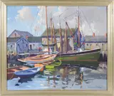 Charles Gordon Harris, Old South Wharf – Nantucket, Oil on Artist Board