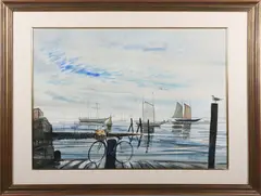 C. Robert Perrin, Dock Scene, Watercolor on Paper