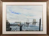 C. Robert Perrin, Dock Scene, Watercolor on Paper