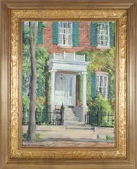 Ruth Haviland Sutton, East Brick, 97 Main Street, Nantucket, Oil on Board