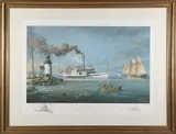 Nantucket the Sidewheel Steamboat Nantucket Passing Brant Point Lighthouse in 1908 by Paul McGehee Limited Edition, 1908, Lithograph Titled, offered Dec 2025
