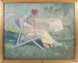 Lady in the Garden by Marcel Canet, Oil on Canvas, offered Dec 2025