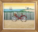 Lowell Herrero, Bicycle at the Beach, circa 1988, Oil on Canvas