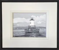 Untitled by John Austin, Tempera on Board Borden Flats Lighthouse Painting, offered Dec 2025