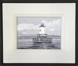 John Austin, Untitled, Tempera on Board Borden Flats Lighthouse Painting